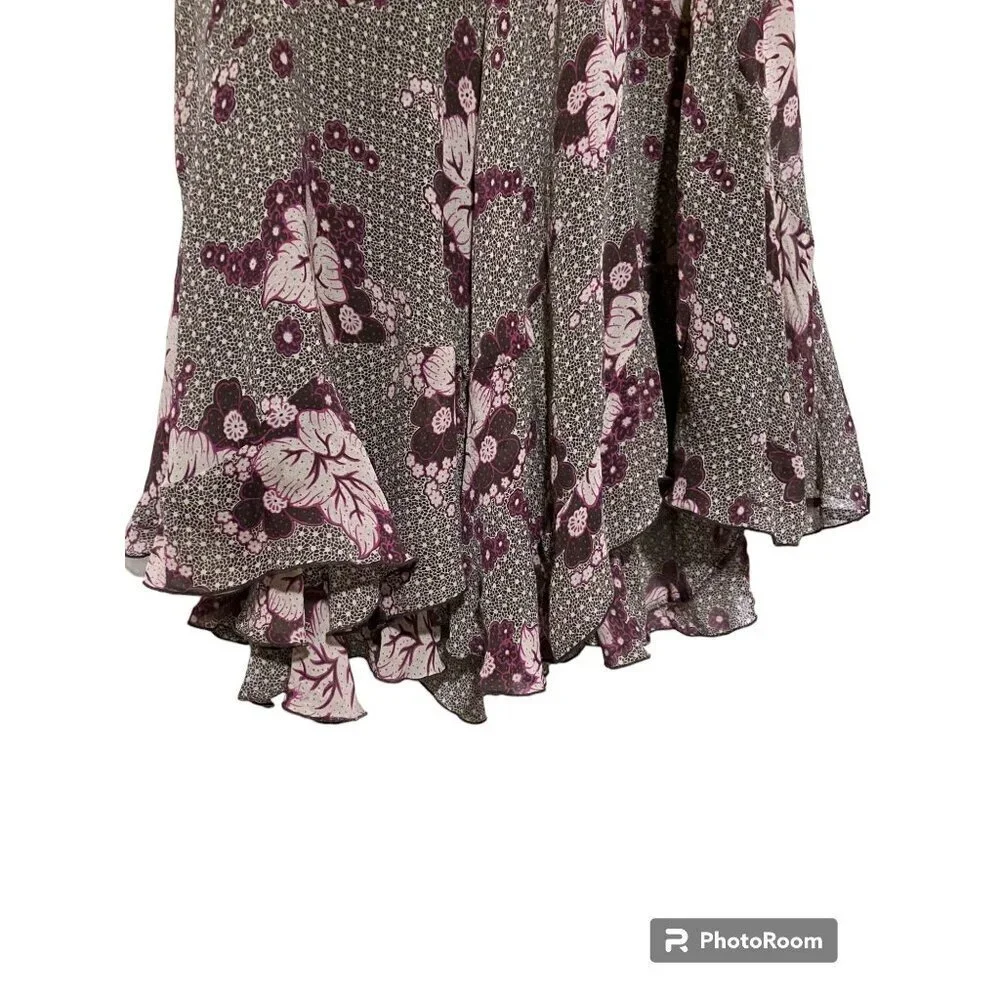 Y2K Anne Klein Maxi Skirt 14 Romantic Flouncy Bloomcore Asymmetric 100% Silk - Picture 2 of 5